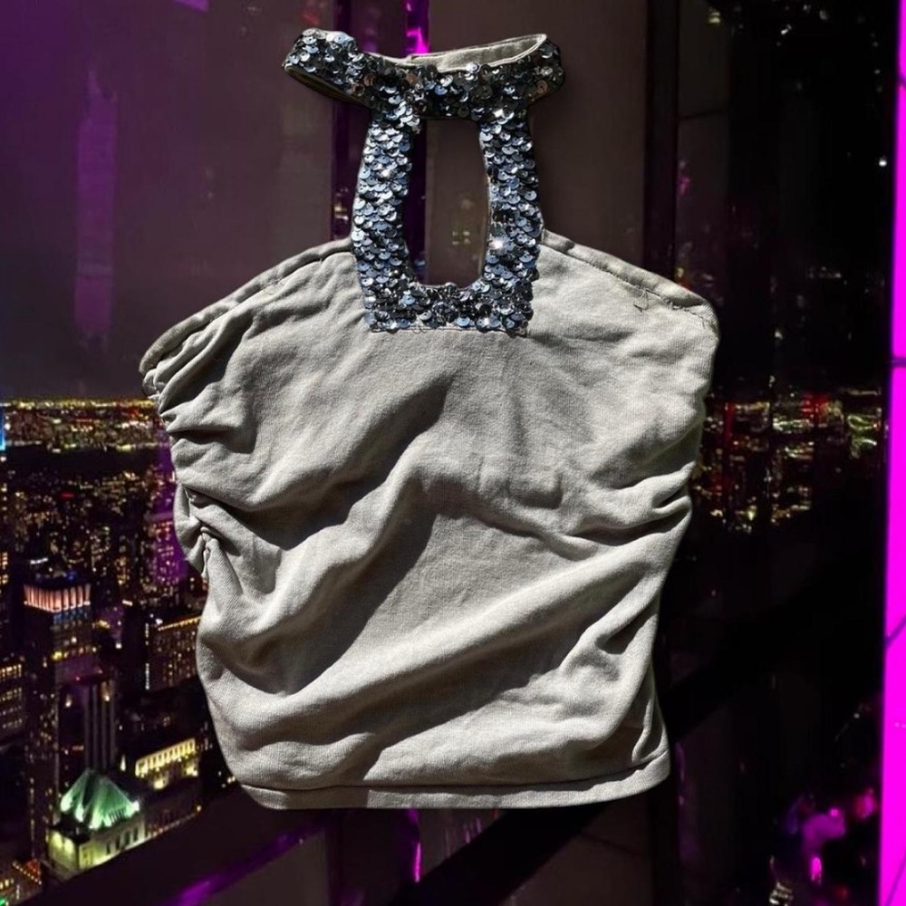 Silver Sequin Halter Top
